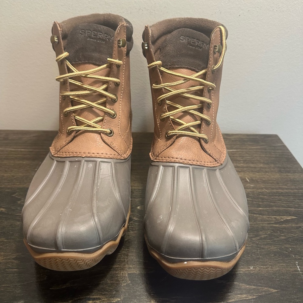 Sperry Tan and Gray Waterproof Boots
